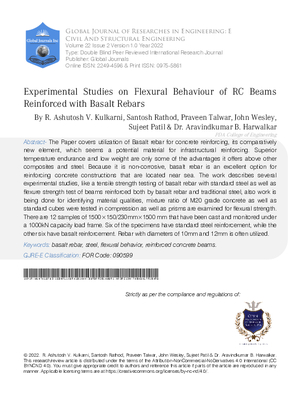 Experimental Studies on Flexural Behaviour of RC Beams Reinforced with Basalt Rebars
