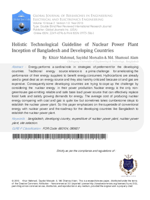 Holistic Technological Guideline of Nuclear Power Plant Inception of Bangladesh and Developing Countries