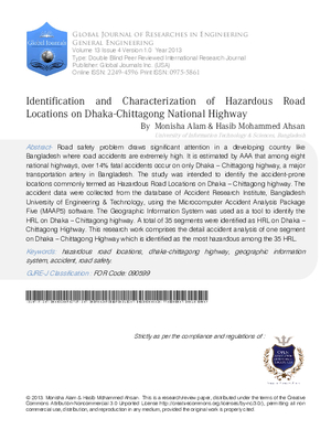 Identification and Characterization of Hazardous Road Locations on Dhaka-Chittagong National Highway