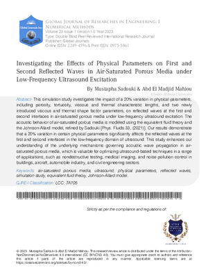 Investigating the Effects of Physical Parameters on First and Second Reflected Waves in Air-Saturated Porous Media Under Low-Frequency Ultrasound Excitation