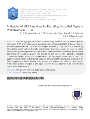Mitigation of H2S Emissions by Recycling Discarded Gypsum Wall Boards in CLSM