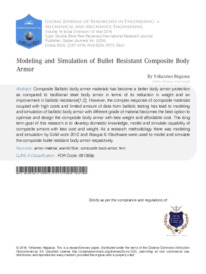 Modeling and Simulation of Bullet Resistant Composite Body Armor