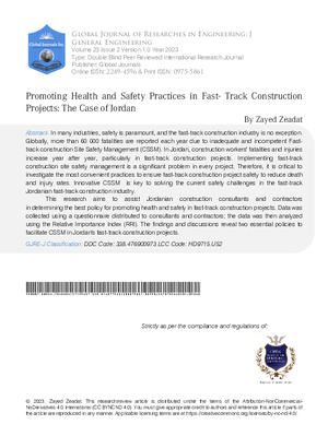 Promoting Health and Safety Practices in Fast-Track Construction Projects: The Case of Jordan