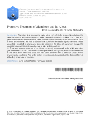 Protective  Treatment  of Aluminium and its Alloys