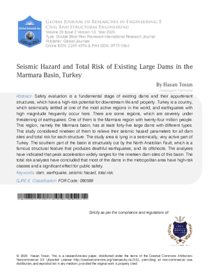 Seismic Hazard and Total Risk of Existing Large Dams in the Marmara Basin, Turkey