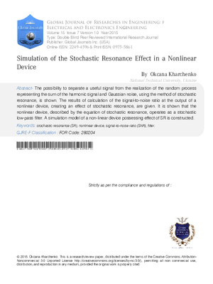 Simulation of the Stochastic Resonance Effect in a Nonlinear Device
