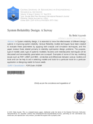System Reliability Design : A Survay