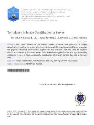 Techniques iIn Image Classification; A Survey