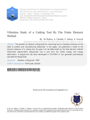 VIBRATION STUDY OF A CUTTING TOOL BY THE FINITE ELEMENT METHOD