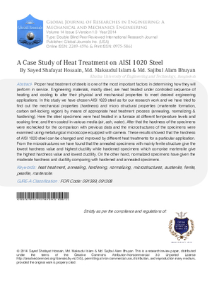 A Case Study of Heat Treatment on AISI 1020 Steel
