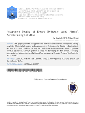 Acceptance testing of Electro Hydraulic based Aircraft Actuator Using LabVIEW