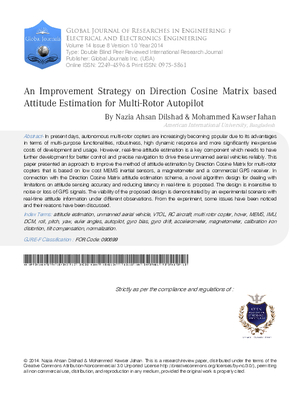 An Improvement Strategy on Direction Cosine Matrix based Attitude Estimation for Multi-Rotor Autopilot