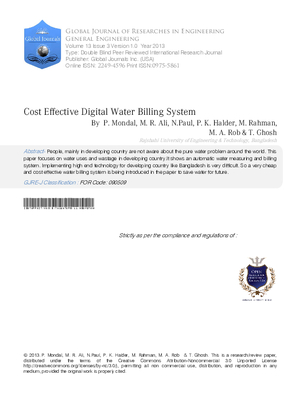 Cost Effective Digital Water Billing System