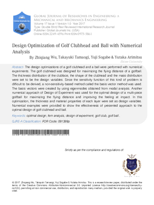 Design Optimization of Golf Clubhead and Ball with Numerical Analysis