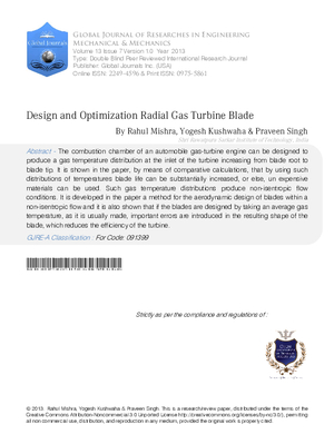 Design and Optimization Radial Gas Turbine Blade