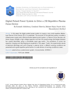Digital Pulsed Power System to drive a 20J Repetitive Plasma Focus Device