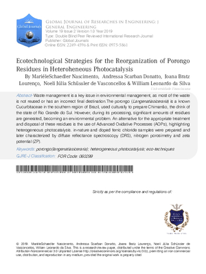 Ecotechnological Strategies for the Reorganization of Porongo Residues in Heteroheneous Photocatalysis