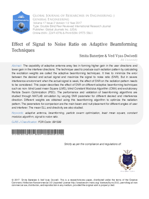 Effect of Signal to Noise Ratio on Adaptive Beamforming Techniques