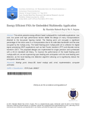 Energy Efficient FMA for Embedded Multimedia Application