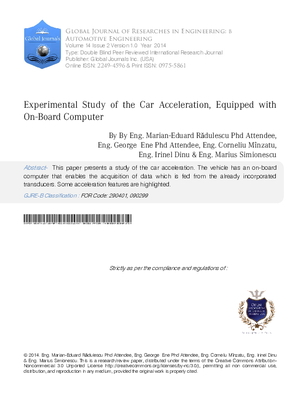 Experimental Study of the Car Acceleration, Equipped with on-Board Computer