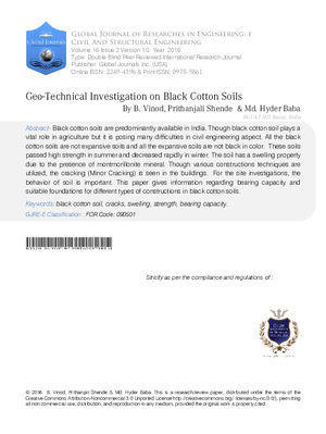 Geo-Technical Investigation on Black Cotton Soils