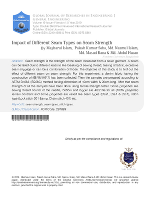 Impact of Different Seam Types on Seam Strength