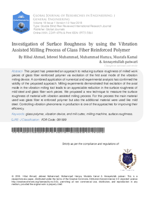 Investigation of Surface Roughness by using the Vibration Assisted Milling Process of Glass Fiber Reinforced Polymer
