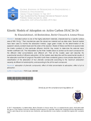 Kinetic Models of Adsoption on Active Carbon DSAC36-24