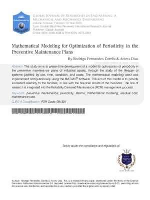 Mathematical Modeling for Optimization of Periodicity in the Preventive Maintenance Plans