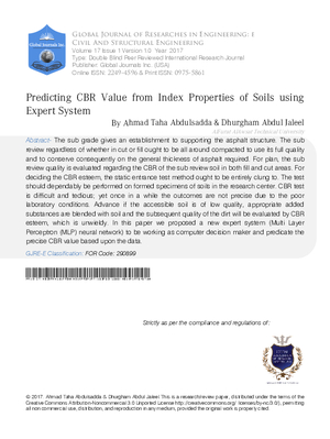 Predicting CBR Value from Index Properties of Soils using Expert System