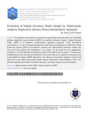 Prediction of Digital Elevation Model Height by Multivariate Adaptive Regression Splines (Mars) Interpolation Approach