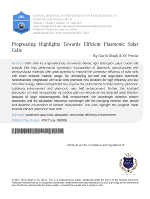 Progressing Highlights towards Efficient Plasmonic Solar Cells