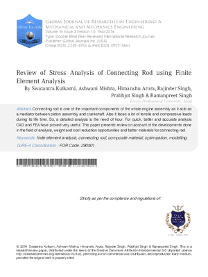 Review of Stress Analysis of Connecting Rod using Finite Element Analysis