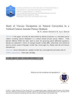 Study of Viscous Dissipation on Natural Convection in a Vertical Conical Annular Porous Medium