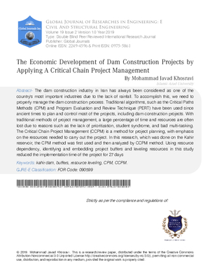 The Economic Development of Dam Construction Projects by Applying a Critical Chain Project Management