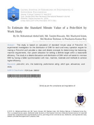 To Estimate the Standard Minute Value of a Polo-Shirt by Work Study