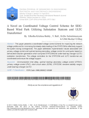 A Novel On Coordinated Voltage Control Scheme For Seig-Based Wind Park Utilizing Substation Statcom And Ultc Transformer