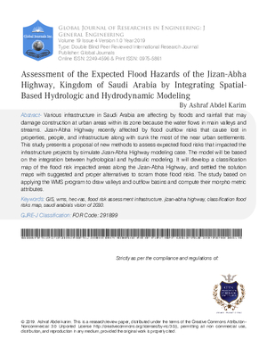 Assessment of the Expected Flood Hazards of the Jizan-Abha Highway, Kingdom of Saudi Arabia by Integrating Spatial-Based Hydrologic and Hydrodynamic Modeling