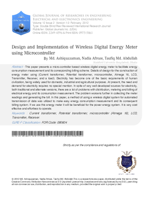 Design and Implementation of Wireless Digital Energy Meter using Microcontroller