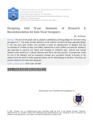 Designing Kids Wear: Summary of Research 