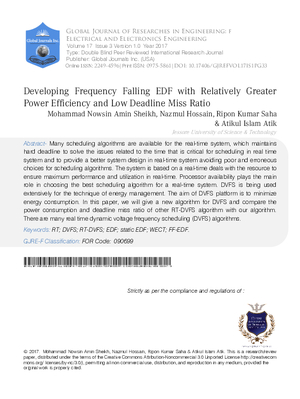 Developing Frequency Falling EDF with Relatively Greater Power Efficiency and Low Deadline Miss Ratio