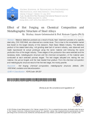 Effect of Hot Forging on Chemical Composition and Metallographic Structure of Steel Alloys [Case Study on Din-100crmn6 Steel]