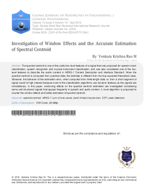 Investigation of  Window Effects and the Accurate Estimation of Spectral Centroid