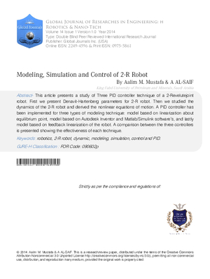 Modeling, Simulation and Control of 2-R Robot