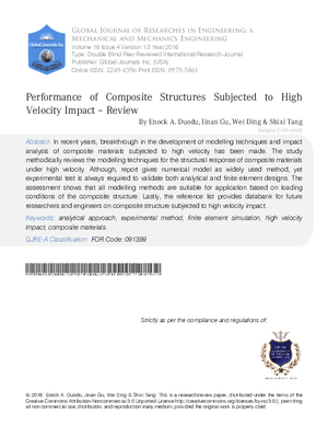 Performance of Composite Structures Subjected to High Velocity Impact a Review