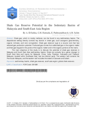 Shale Gas Reserve Potential in the Sedimentary Basins of Malaysia and South- East Asia Region