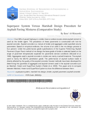 Superpave System versus Marshall Design Procedure for Asphalt Paving Mixtures (Comparative Study)