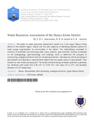 Water Resources Assessment of the Manya Krobo District