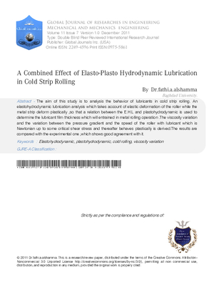 A Combined Effect of Elasto-Plasto Hydrodynamic Lubrication in Cold Strip Rolling
