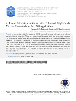 A Planar Microstrip Antenna with Enhanced Triple-Bands Notched Characteristics for UWB Applications
